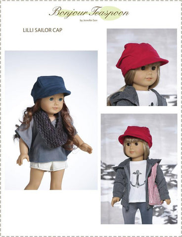 Bonjour Teaspoon 18 Inch Modern Lilli Sailor Cap 18" Doll Accessory Pattern Pixie Faire