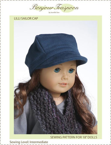 Bonjour Teaspoon 18 Inch Modern Lilli Sailor Cap 18" Doll Accessory Pattern Pixie Faire