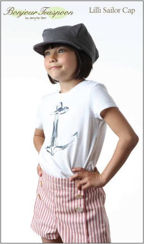 Bonjour Teaspoon 18 Inch Modern Lilli Sailor Cap Pattern for Kids and 18" Dolls Pixie Faire
