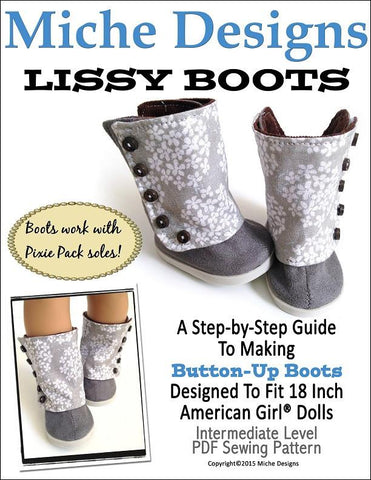 Miche Designs Shoes Lissy Boots 18" Doll Shoe Pattern Pixie Faire