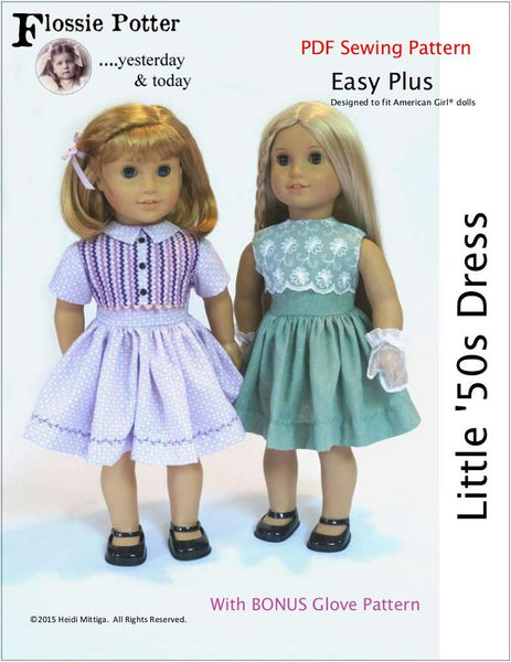Flossie Potter Little '50s Dress Doll Clothes Pattern 18 inch