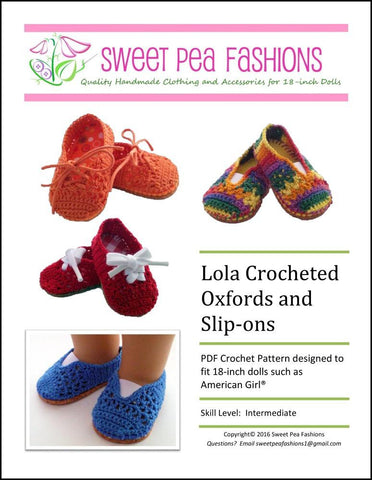 Sweet Pea Fashions Crochet Lola Crocheted Oxfords and Slip-ons Crochet Pattern Pixie Faire