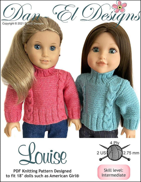 Dan-El Designs Louise Doll Clothes Knitting Pattern 18 inch American Girl  Dolls