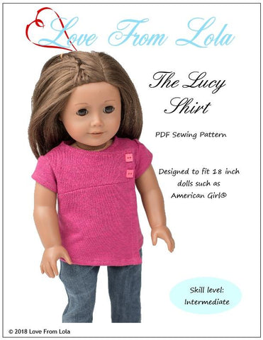 Love From Lola 18 Inch Modern The Lucy Shirt 18" Doll Clothes Pattern Pixie Faire