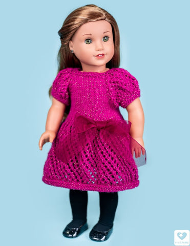 My AG Doll Creations Knitting Mita's Party Dress & Sweater Combo 18" Doll Knitting Pattern Pixie Faire