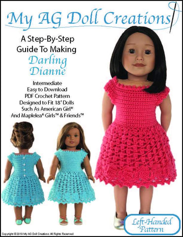 My AG Doll Creations Crochet Darling Dianne Dress 18" Doll Crochet Pattern Pixie Faire