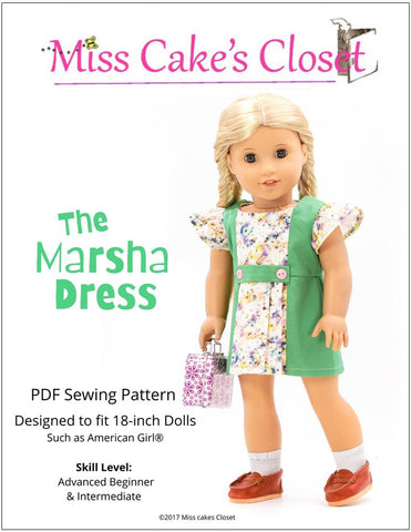 Miss Cake's Closet 18 Inch Historical The Marsha Dress 18" Doll Clothes Pattern Pixie Faire