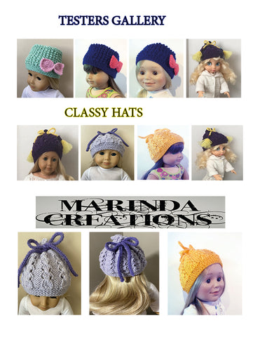 Marinda Creations Knitting Classy Hats 18" Doll Clothes Knitting Pattern Pixie Faire