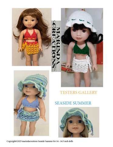 Marinda Creations Knitting Seaside Summer 14-14.5" Doll Clothes Knitting Pattern Pixie Faire