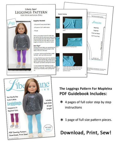 Liberty Jane Maplelea Leggings Pattern for Maplelea Dolls Pixie Faire