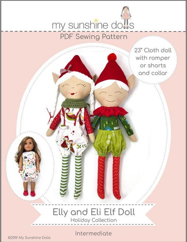 My Sunshine Dolls Cloth doll Elly and Eli Elf Doll 23" Cloth Doll Pattern Pixie Faire