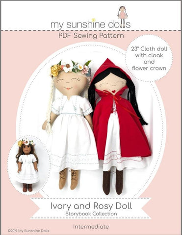 My Sunshine Dolls Cloth doll Ivory and Rosy Doll 23" Cloth Doll Pattern Pixie Faire