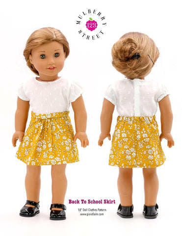 123 Mulberry Street 18 Inch Modern Back to School Skirt 18" Doll Clothes Pattern Pixie Faire