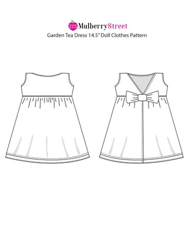 123 Mulberry Street WellieWishers Garden Tea Dress 14.5" Doll Clothes Pattern Pixie Faire
