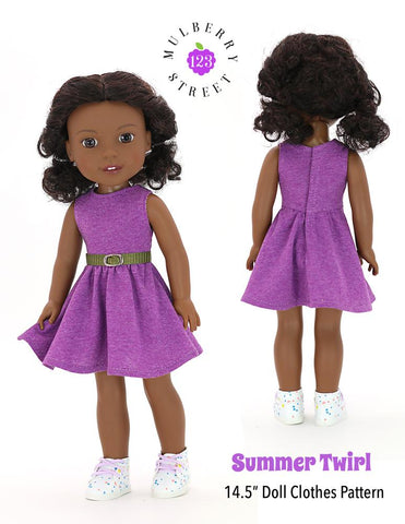 123 Mulberry Street WellieWishers Summer Twirl Dress 14.5" Doll Clothes Pattern Pixie Faire