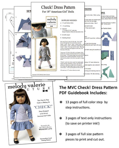 Melody Valerie Couture 18 Inch Modern Check! Dress 18" Doll Clothes Pixie Faire