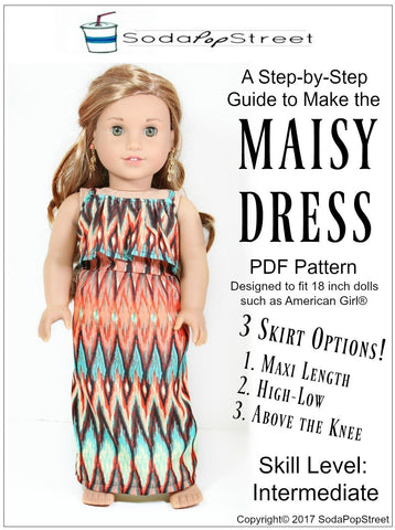 Soda Pop Street 18 Inch Modern Maisy Dress 18" Doll Clothes Pattern Pixie Faire