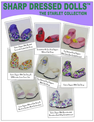 Sharp Dressed Dolls Shoes The Marlene Slippers 18" Doll Clothes Pattern Pixie Faire