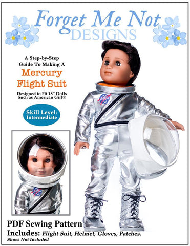 Forget Me Not Designs 18 Inch Modern Mercury Flightsuit 18" Doll Clothes Pattern Pixie Faire
