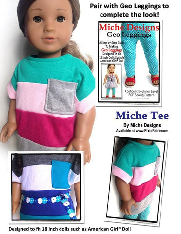 Miche Designs 18 Inch Modern Miche Tee 18" Doll Clothes Pattern Pixie Faire