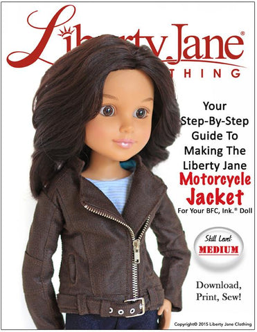 Liberty Jane BFC Ink Motorcycle Jacket Pattern for BFC, Ink Dolls Pixie Faire