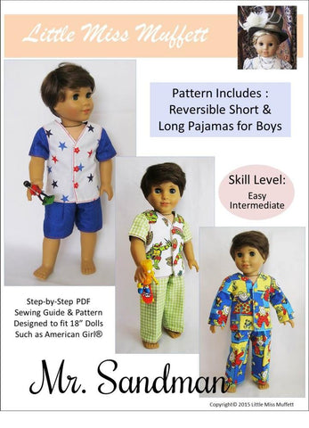 Little Miss Muffett 18 Inch Boy Doll Mr. Sandman 18" Doll Clothes Pattern Pixie Faire