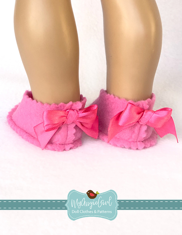 My Angie Girl Shoes Felt Bunny Slippers 18" and 14.5" Doll Shoe Pattern Pixie Faire