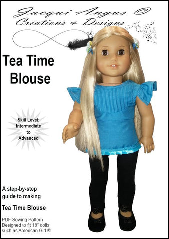 Jacqui Angus Creations & Designs 18 Inch Modern Tea Time Blouse 18" Doll Clothes Pattern Pixie Faire