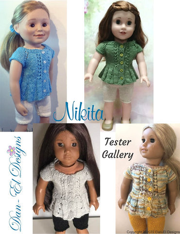 Dan-El Designs Knitting Nakita Knitted Top and Pants 18 inch Doll Clothes Knitting Pattern Pixie Faire