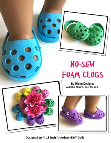 Miche Designs Shoes No-Sew Foam Clogs 18" Doll Shoes Pixie Faire