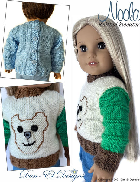 Dan-El Designs Noola Sweater Doll Clothes Knitting Pattern 18 inch