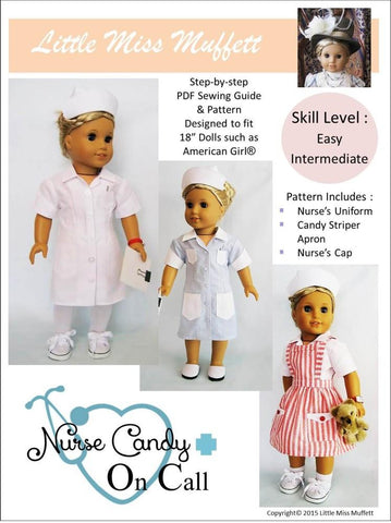 Little Miss Muffett 18 Inch Historical Nurse Candy - On Call 18" Doll Clothes Pattern Pixie Faire