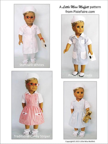 Little Miss Muffett 18 Inch Historical Nurse Candy - On Call 18" Doll Clothes Pattern Pixie Faire
