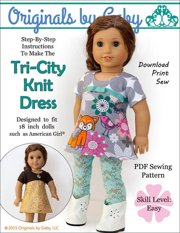 Originals by Gaby 18 Inch Modern Tri-City Knit 18" Doll Clothes Pattern Pixie Faire