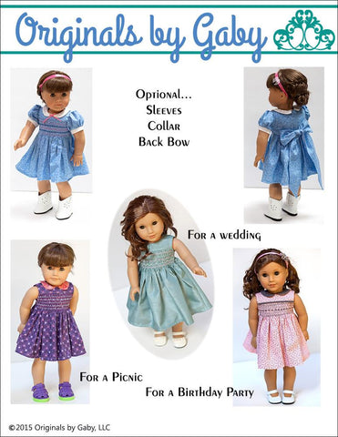 Originals by Gaby 18 Inch Modern Smocked Dress 18" Doll Clothes Pattern Pixie Faire