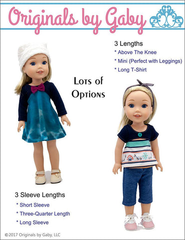 Originals by Gaby WellieWishers Tri-City Knit Dress 14-14.5" Doll Clothes Pattern Pixie Faire