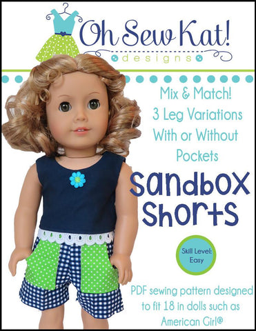 Oh Sew Kat 18 Inch Modern Sandbox Shorts 18" Doll Clothes Pixie Faire