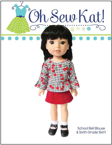 Oh Sew Kat WellieWishers School Bell Blouse 14.5" Doll Clothes Pattern Pixie Faire