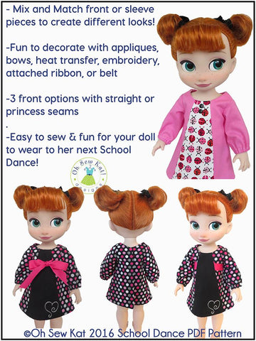 Oh Sew Kat Disney Doll School Dance Pattern for Disney Animator Dolls Pixie Faire