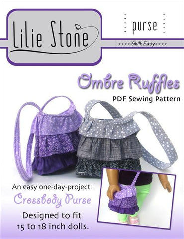 Lilie Stone 18 Inch Modern Ombre Ruffles Purse 18" Doll Accessories Pixie Faire
