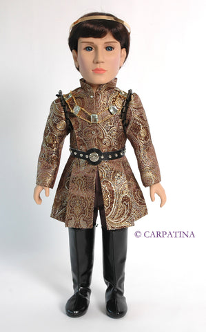 Carpatina Dolls 18 Inch Boy Doll Tudor Style Tunic Multi-sized Pattern for Regular and Slim 18" Boy Dolls Pixie Faire