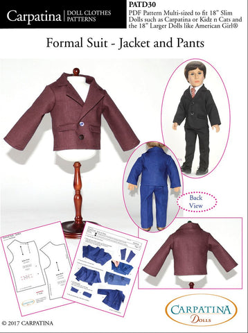 Carpatina Dolls 18 Inch Boy Doll Formal Suit - Jacket and Pants Multi-sized Pattern for Regular and Slim 18" Boy Dolls Pixie Faire