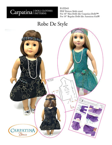 Carpatina Dolls 18 Inch Historical Robe De Style Multi-sized Pattern for Regular and Slim 18" Dolls Pixie Faire