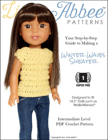 Little Abbee WellieWishers Winter Waves Sweater Crochet Pattern for 14.5" Dolls Pixie Faire