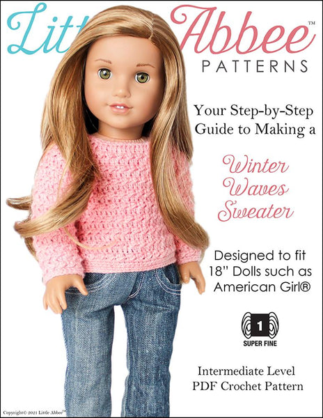 Winter Waves Sweater Crochet Pattern for 18 Inch Dolls