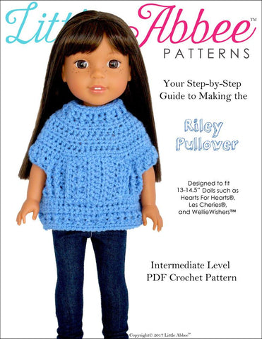 Little Abbee WellieWishers Riley Pullover Crochet Pattern for 13-14.5" Dolls Pixie Faire