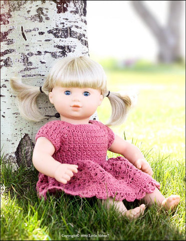 Little Abbee Bitty Baby/Twin Spring Petal Dress 15" Baby Doll Crochet Pattern Pixie Faire
