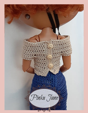 Pinku Jane Blythe/Pullip Dropped Shoulder Top Crochet Pattern For 12" Blythe Dolls Pixie Faire