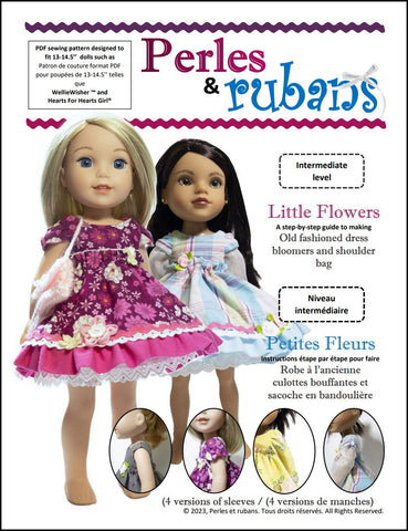 Perles & Rubans WellieWishers Little Flowers 13-14.5" Doll Clothes Pattern Pixie Faire
