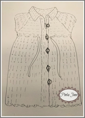 Pinku Jane Gorjuss Button Front Shirt Dress Crochet Pattern For 12.5" Gorjuss Dolls Pixie Faire